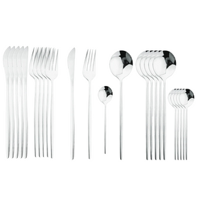 Conjunto de Talheres Dourados em Aço Inoxidável 24 Peças