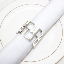 Conjunto de Anéis Para Guardanapos com Design de Quadrados Vazados 6 Peças