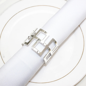 Conjunto de Anéis Para Guardanapos com Design de Quadrados Vazados 6 Peças