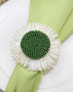 Conjunto de Anéis de Guardanapo Flor Verde Kit com 6 para Festa e Decoração