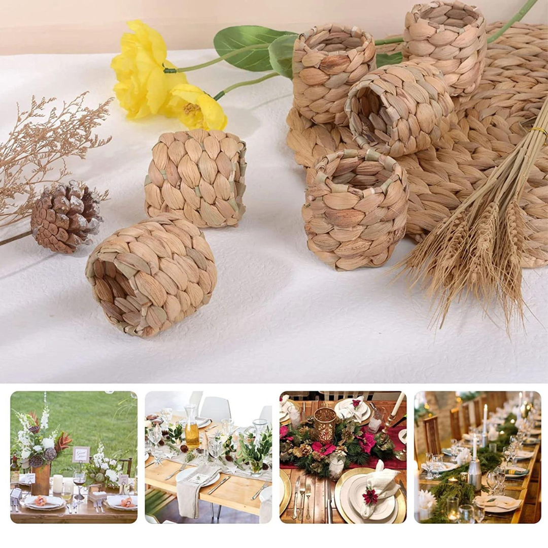 Conjunto de Anéis para Guardanapo em Rattan Feito à Mão