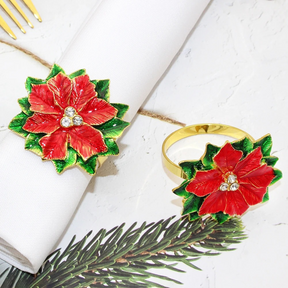 Conjunto de Anéis para Guardanapos Poinsétia 6 Peças