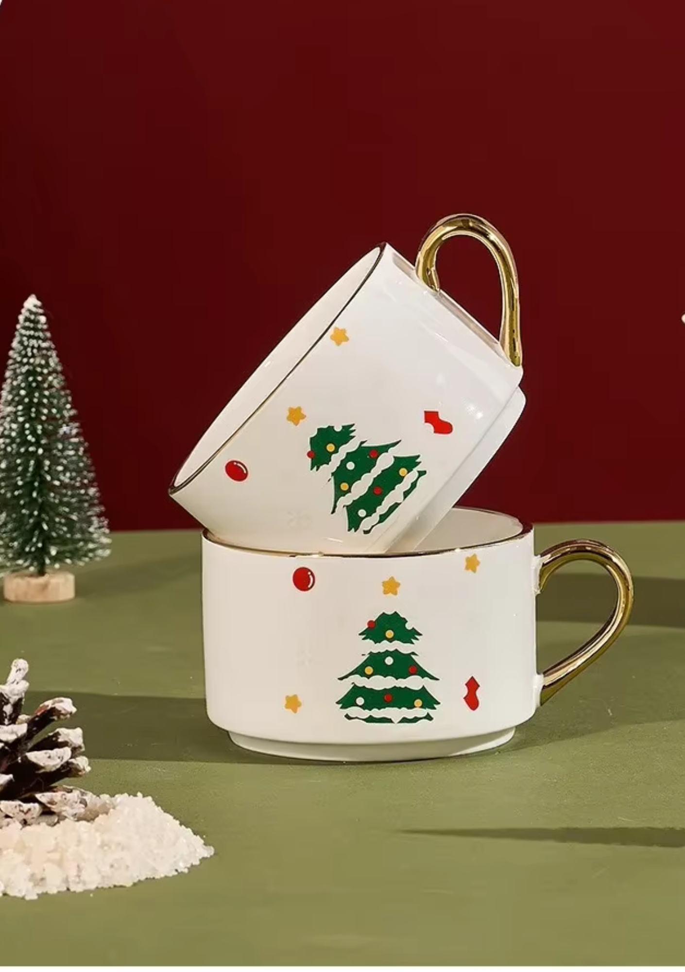 Conjunto de Chá Natalino em Cerâmica