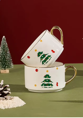 Conjunto de Chá Natalino em Cerâmica