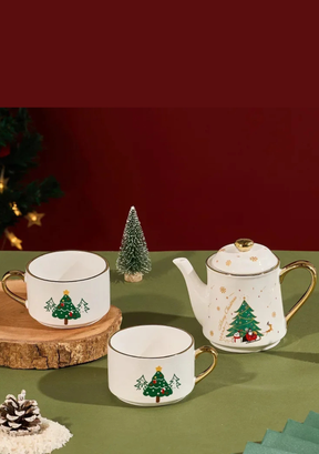 Conjunto de Chá Natalino em Cerâmica