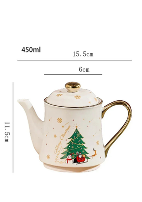 Conjunto de Chá Natalino em Cerâmica