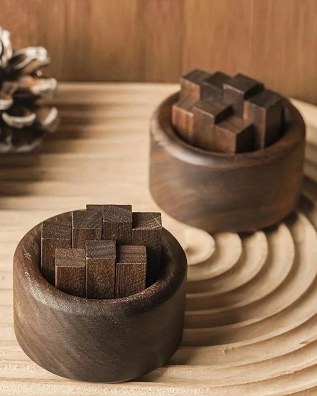 Conjunto de Difusores de Óleo Essencial em Madeira Noz Aromaterapia e Decoração