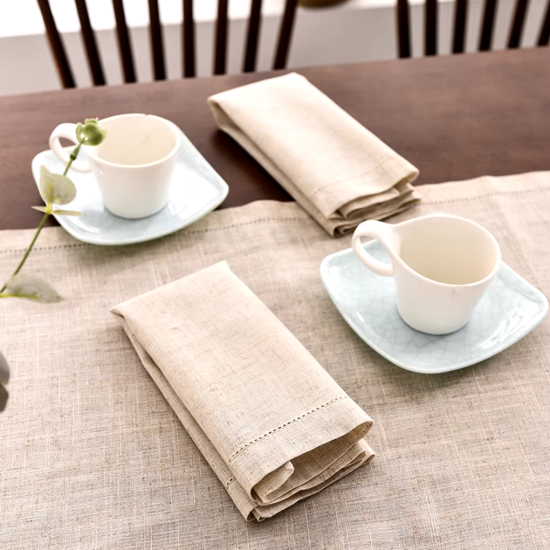Conjunto de Guardanapos de Linho com Bainha 12 Peças