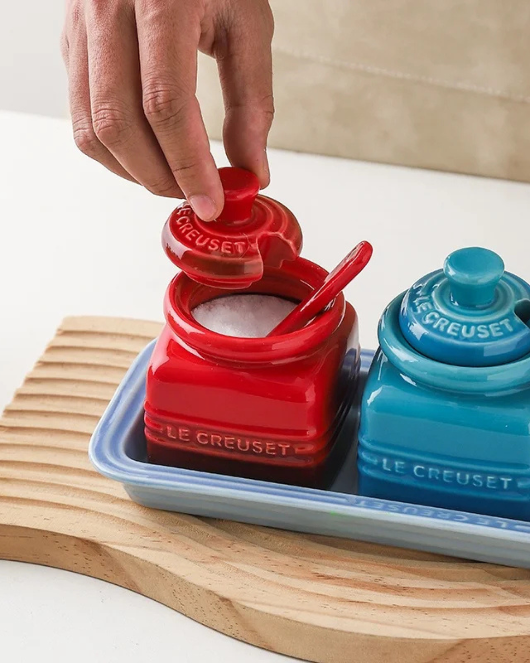 Conjunto de Potes de Cerâmica com Colher Armazenamento de Temperos Mel e Açúcar