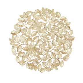 Conjunto de Sousplat Redondo Folha de Ouro 6 Peças