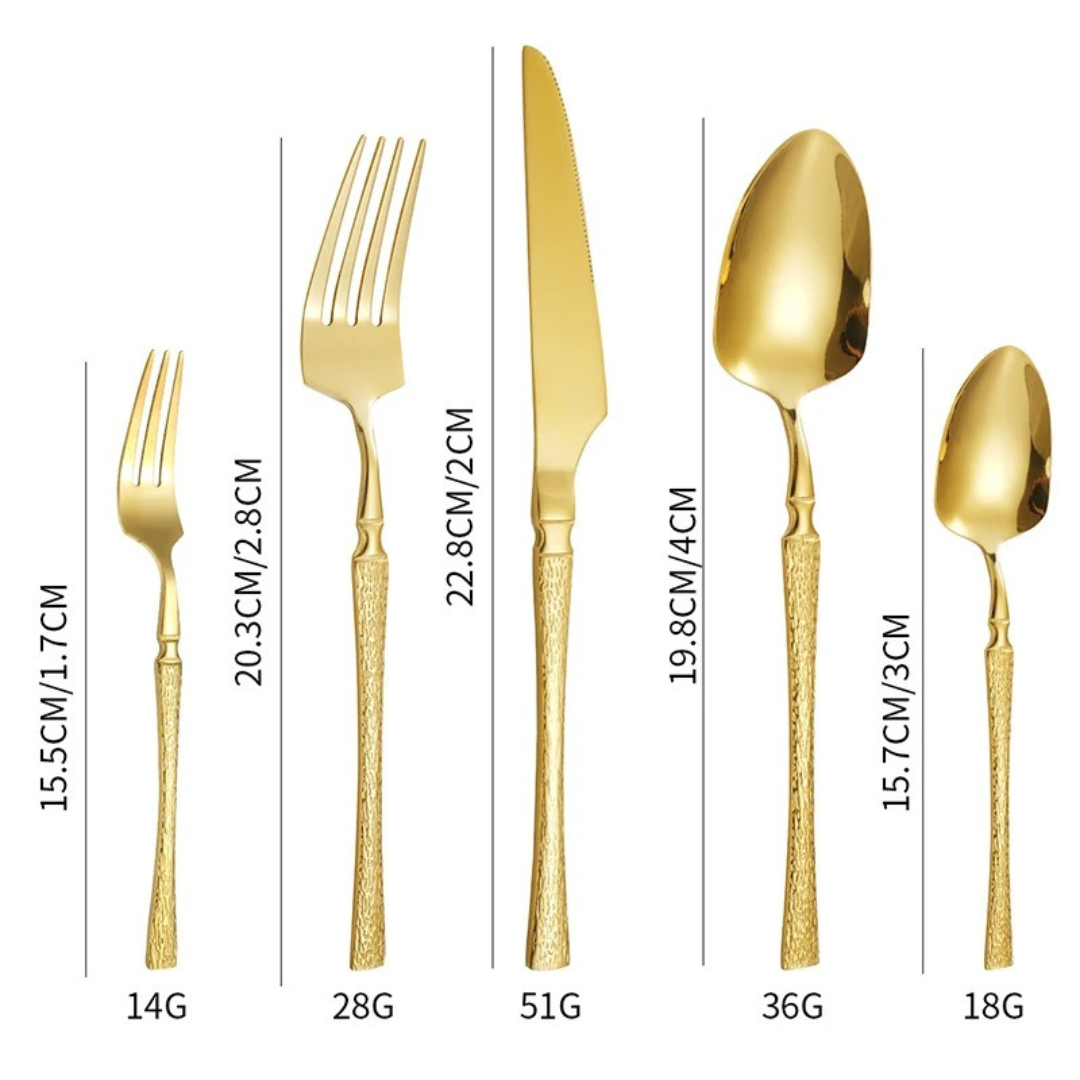 Conjunto de Talheres de Aço Inoxidável Dourado