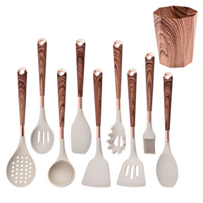Conjunto de Utensílios de Cozinha de Silicone 10 Peças com Suporte