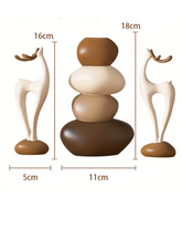 Conjunto de Vasos Criativos Cervo com Pedras Empilhadas para Decoração