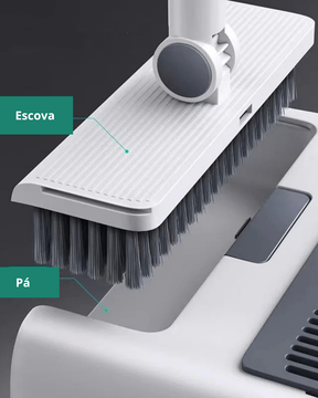 Conjunto de Vassoura e Pá de Lixo 3 em 1 Prático e Funcional para Limpeza Doméstica