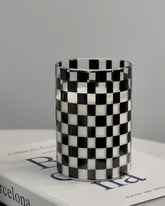 Copo de Vidro Xadrez 300ml Elegância para Suco Café e Drinks