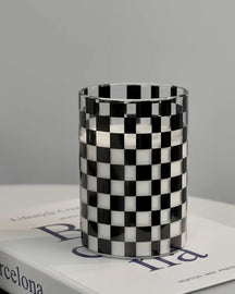 Copo de Vidro Xadrez 300ml Elegância para Suco Café e Drinks