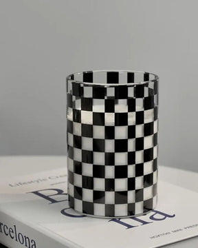 Copo de Vidro Xadrez 300ml Elegância para Suco Café e Drinks