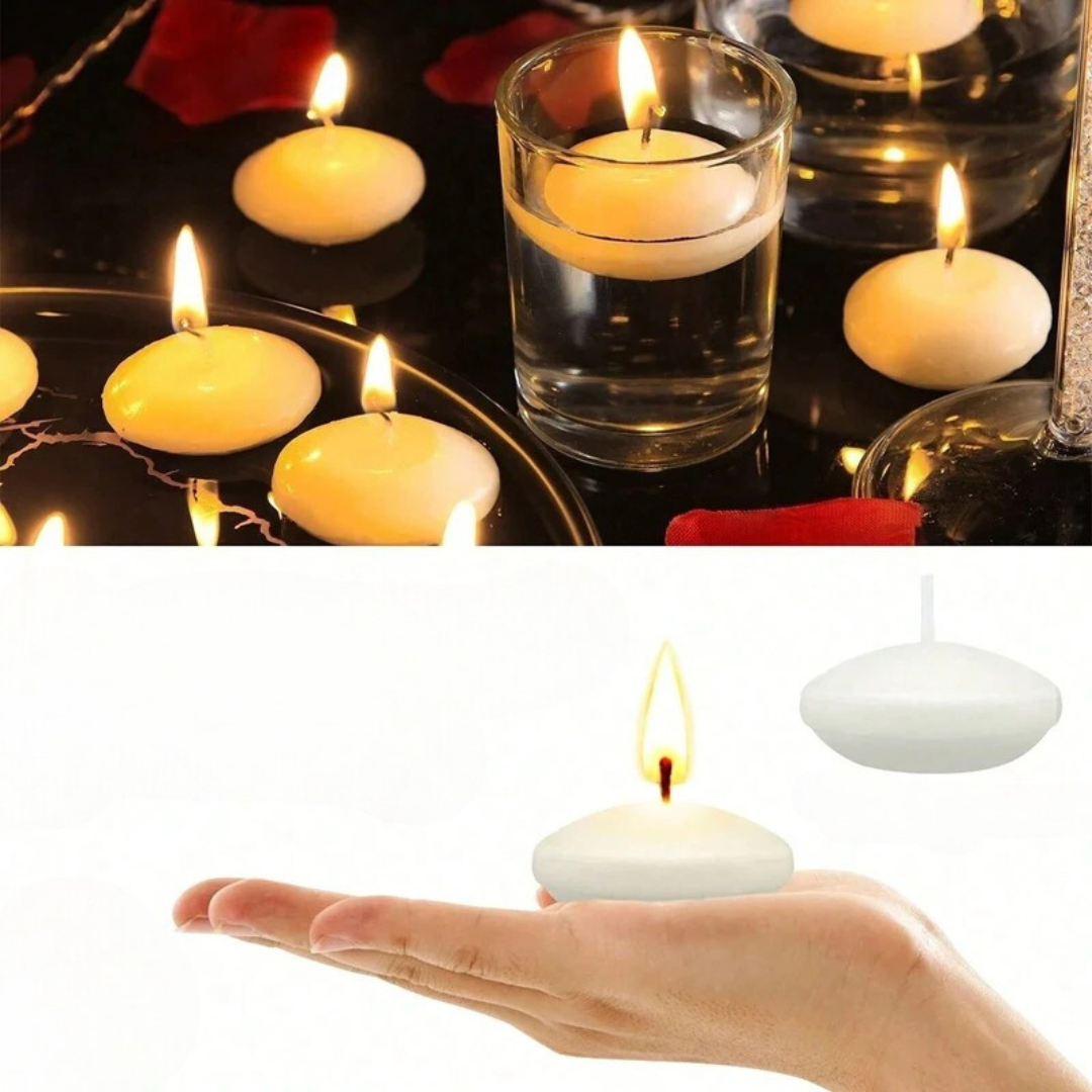 Discos de Velas Flutuantes Brancas para Decoração