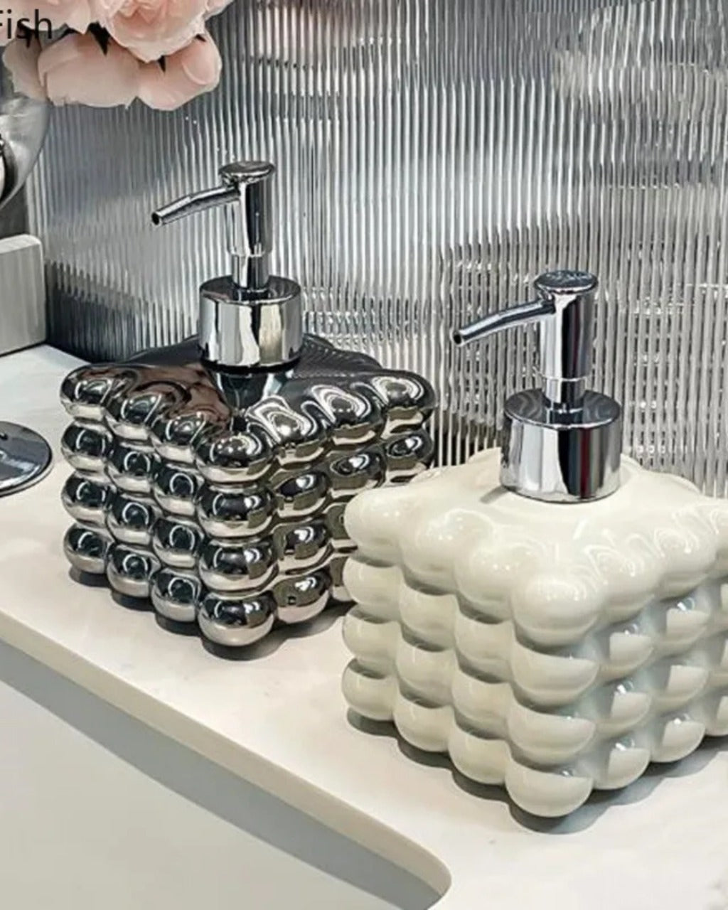 Dispensador de Sabão de Cerâmica para Banheiro e Lavabo