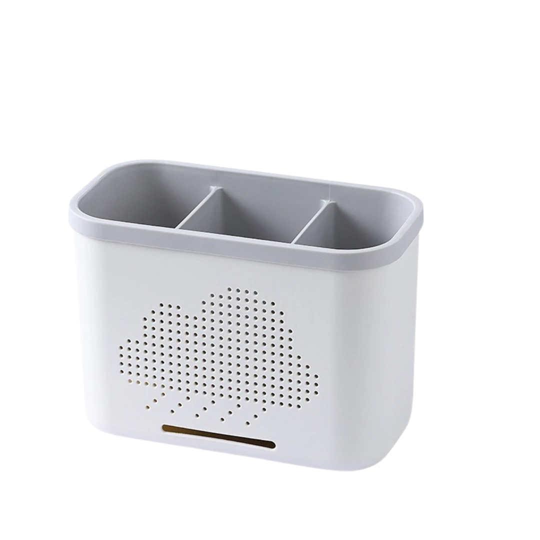 Escorredor Vazado Multifuncional Dupla Camada para Talheres e Utensílios