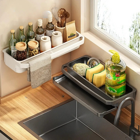 Escorredor de Pia com Suporte de Esponja Antiferrugem e Porta-Objetos