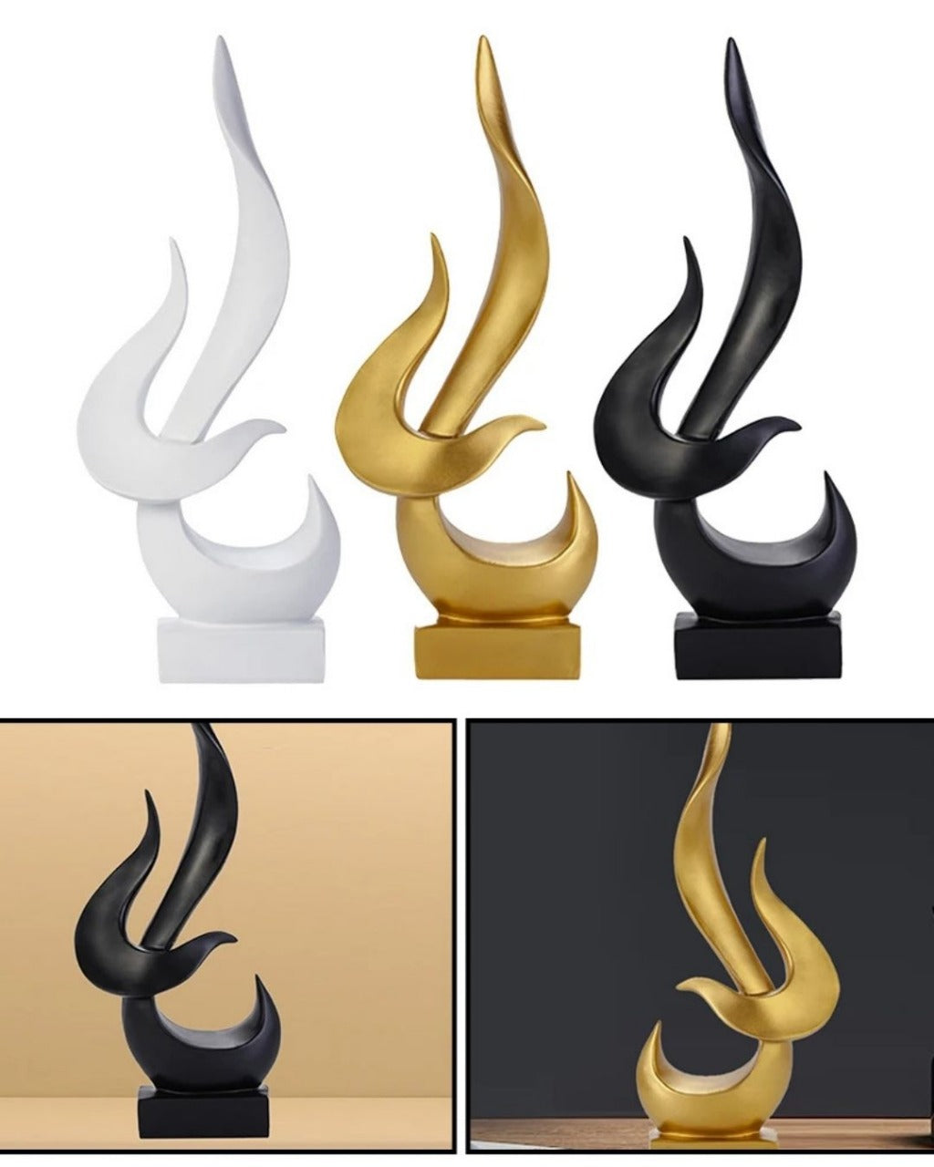 Escultura Decorativa de Chama Abstrata em Resina