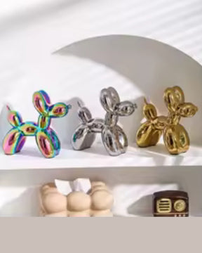 Escultura de Cachorro Balão em Cerâmica Decoração Moderna para Sala e Escritório