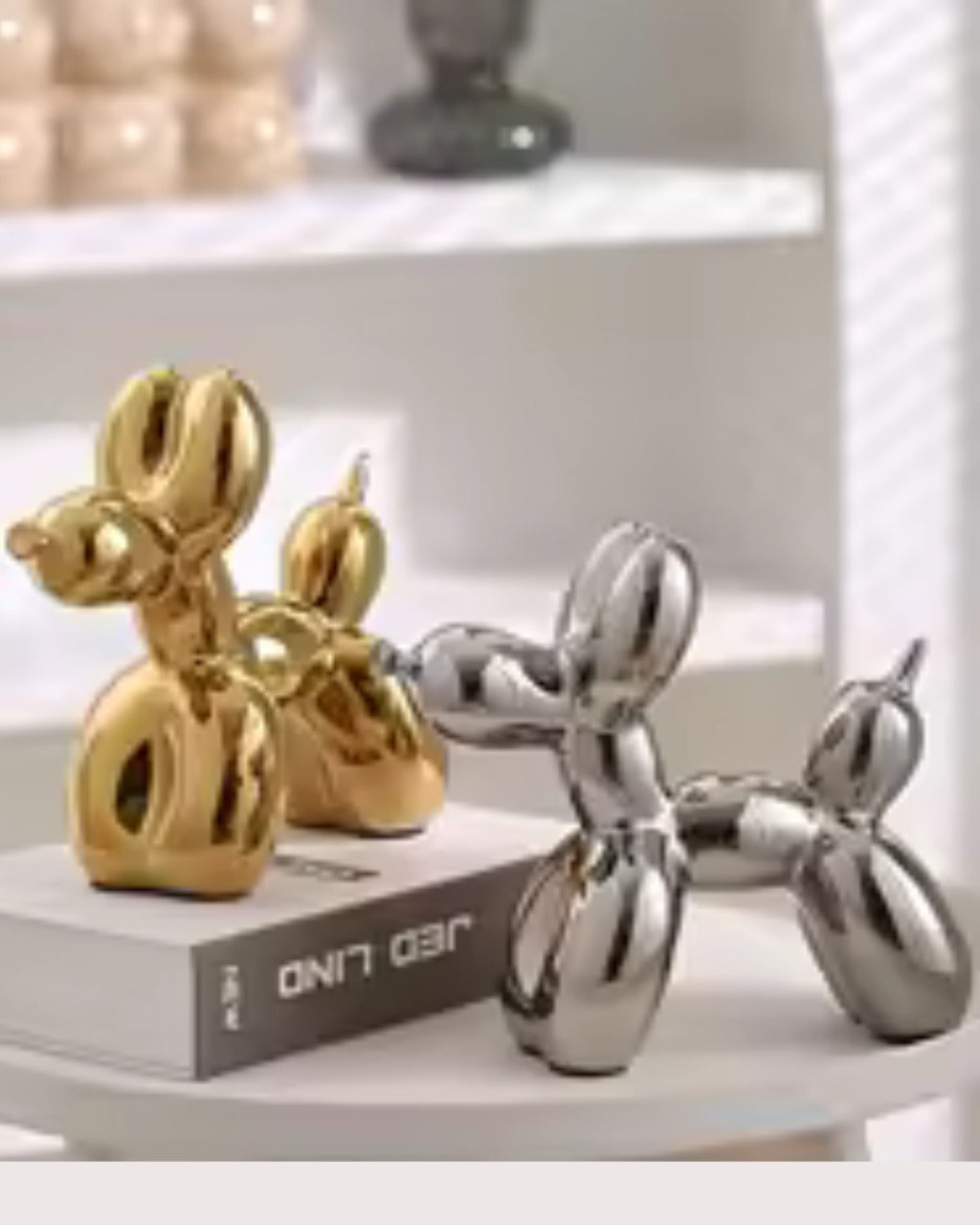 Escultura de Cachorro Balão em Cerâmica Decoração Moderna para Sala e Escritório