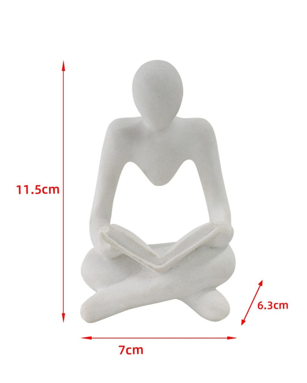 Escultura de Leitor Sentado em Resina Decoração para Estante Sala ou Escritório