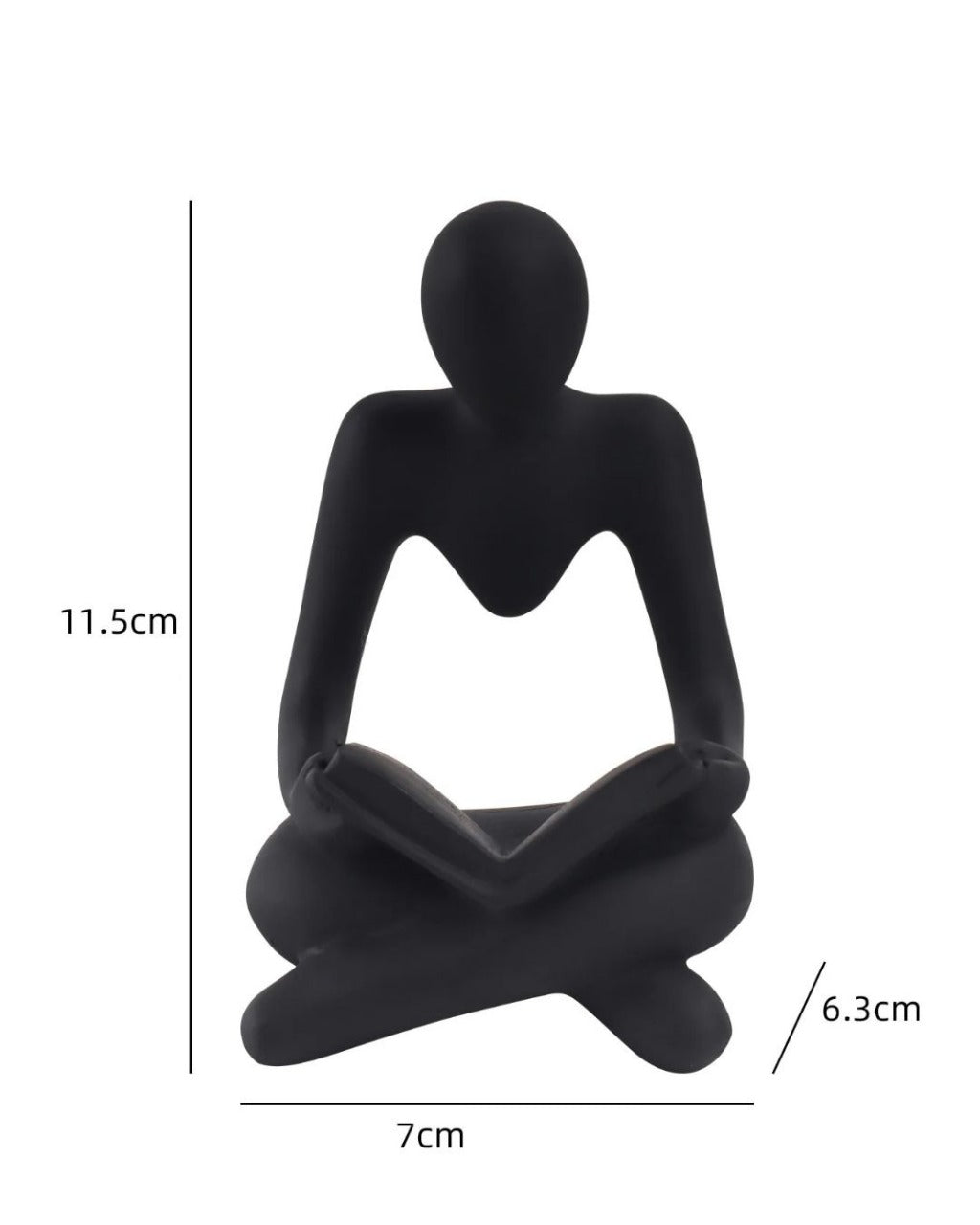 Escultura de Leitor Sentado em Resina Decoração para Estante Sala ou Escritório