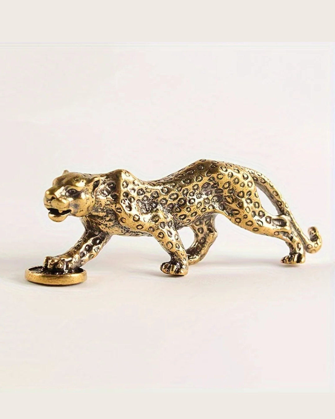 Estatueta de Leopardo em Bronze Vintage Decoração Retrô para Casa e Escritório