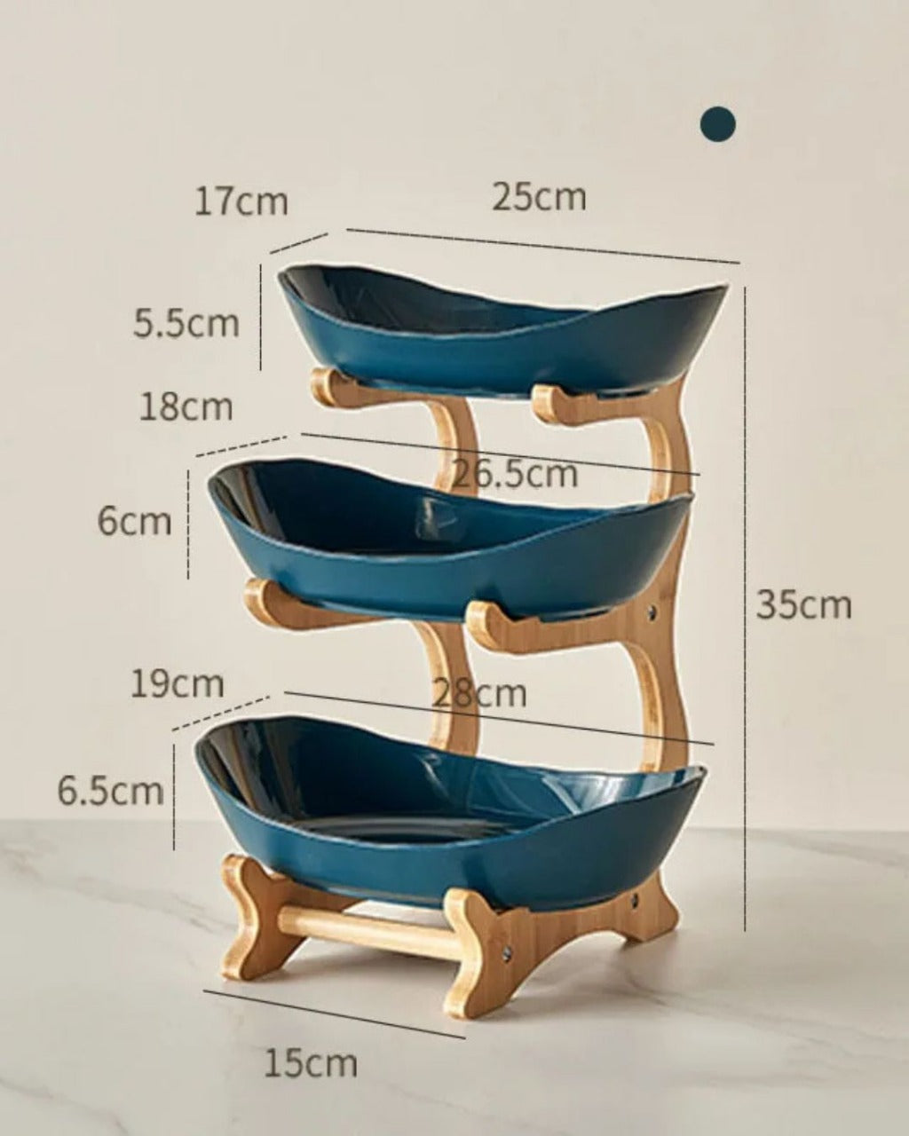 Fruteira com 2 ou 3 Camadas Estrutura em Bambu para Mesa Organizada