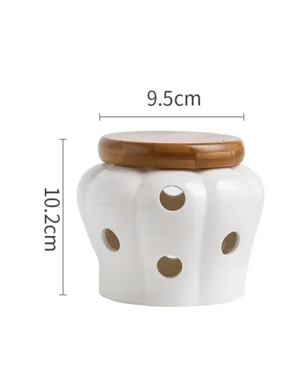 Jarra de Armazenamento de Alho em Cerâmica Oca com Tampa em Forma de Abóbora