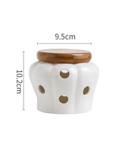 Jarra de Armazenamento de Alho em Cerâmica Oca com Tampa em Forma de Abóbora