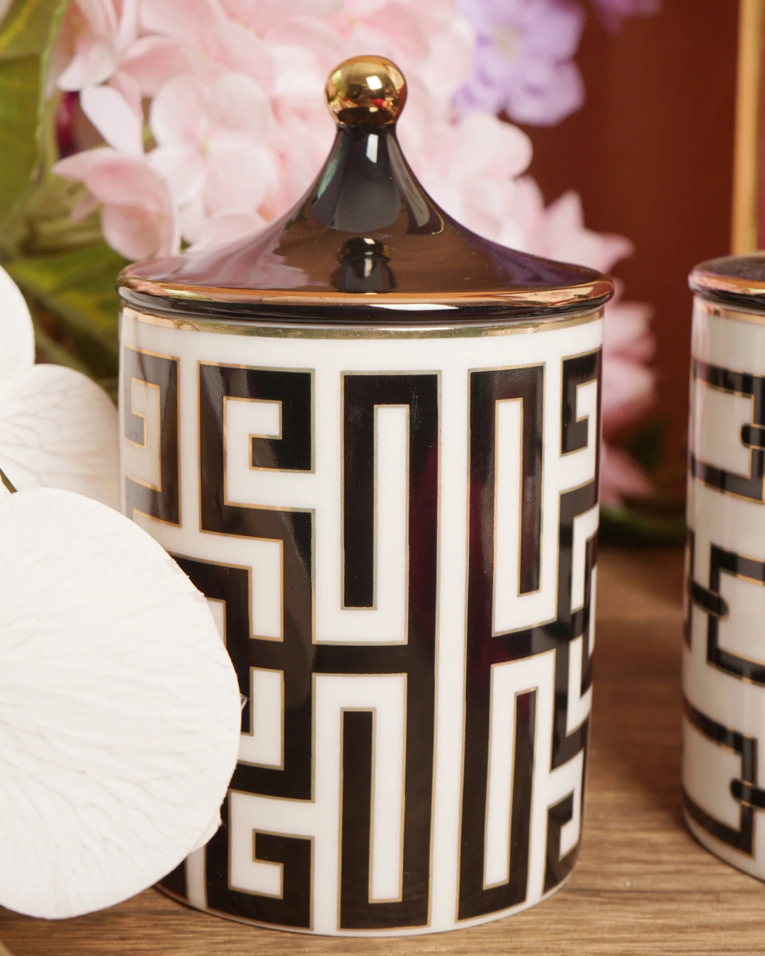 Jarra de Armazenamento em Cerâmica Dourada 350ml Decoração e Organização