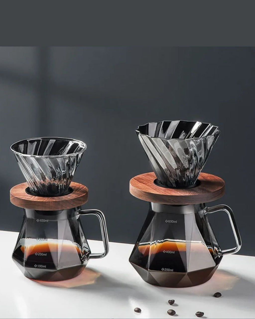 Jarra de Café de Vidro Transparente com Filtro Reutilizável Design Diamante