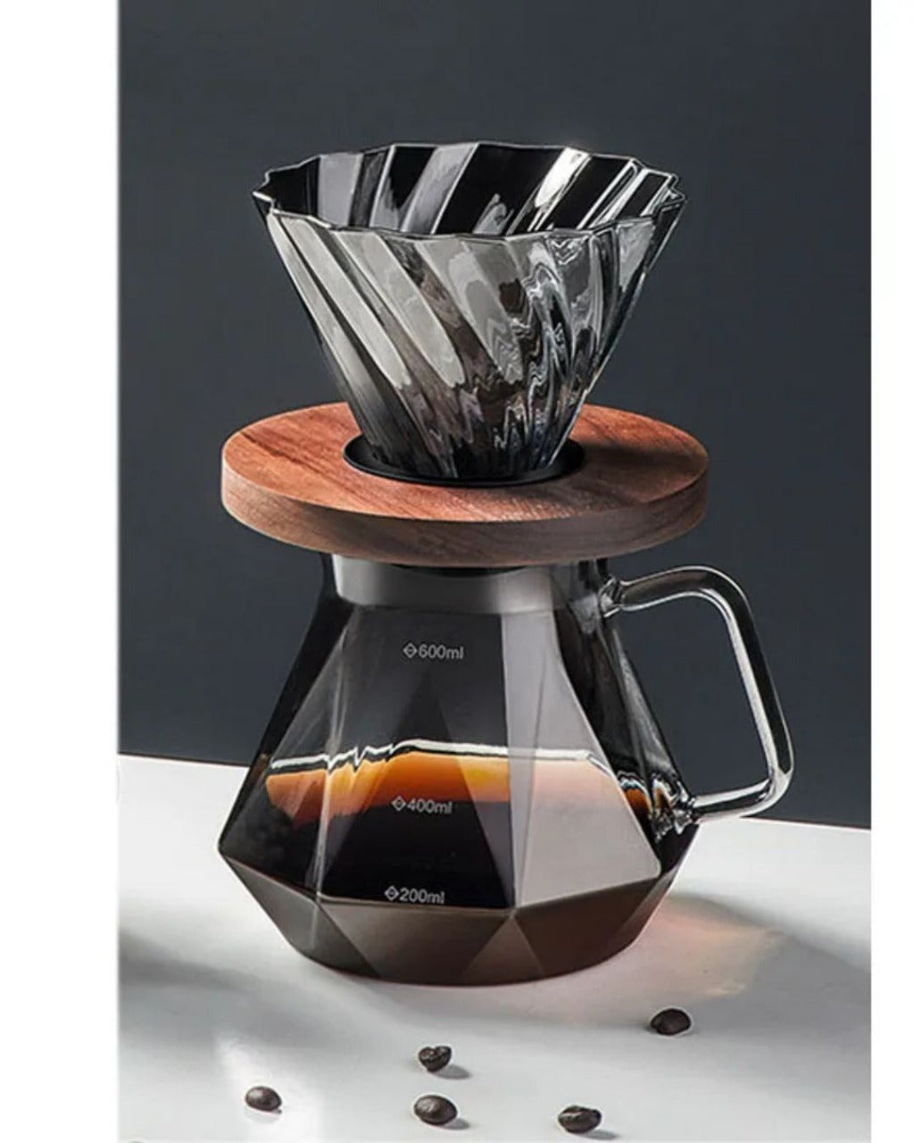 Jarra de Café de Vidro Transparente com Filtro Reutilizável Design Diamante