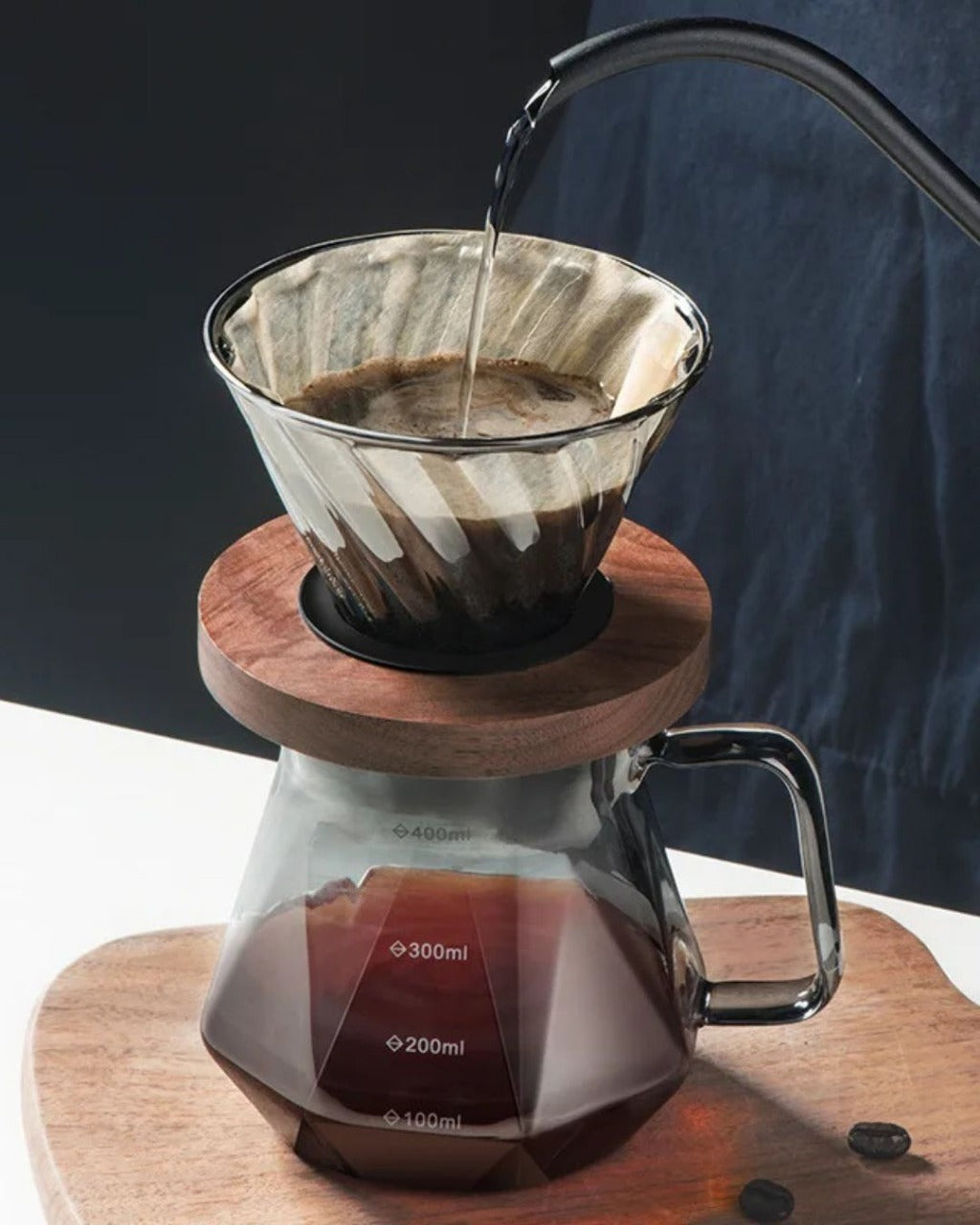 Jarra de Café de Vidro Transparente com Filtro Reutilizável Design Diamante