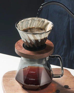 Jarra de Café de Vidro Transparente com Filtro Reutilizável Design Diamante