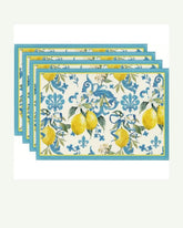 Jogo Americano Azul com Estampa de Limão 4 Peças