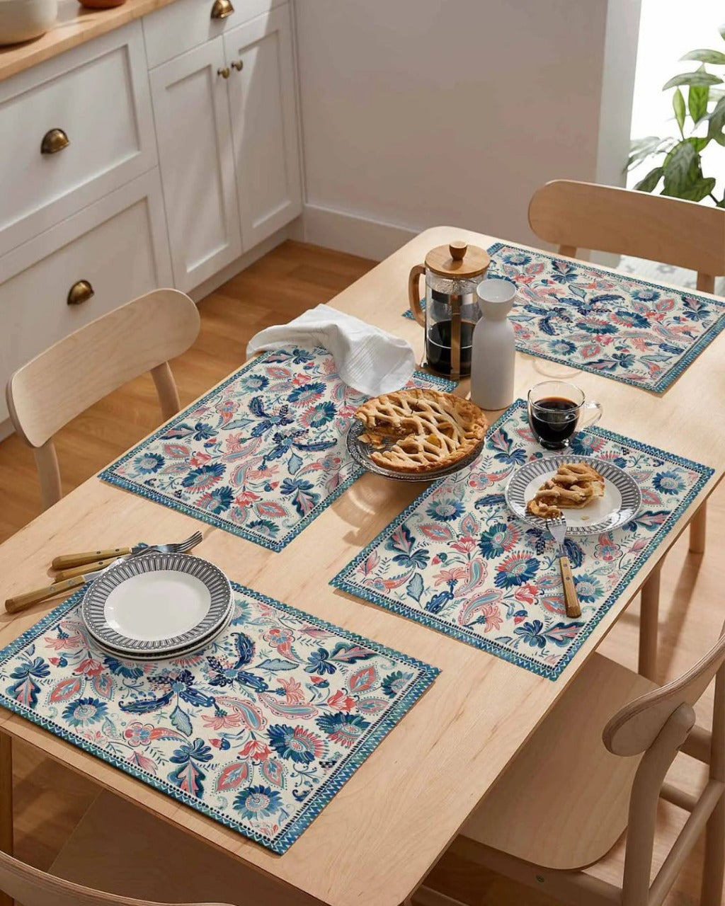 Jogo Americano Étnico Paisley Floral Decoração para Mesa de Jantar