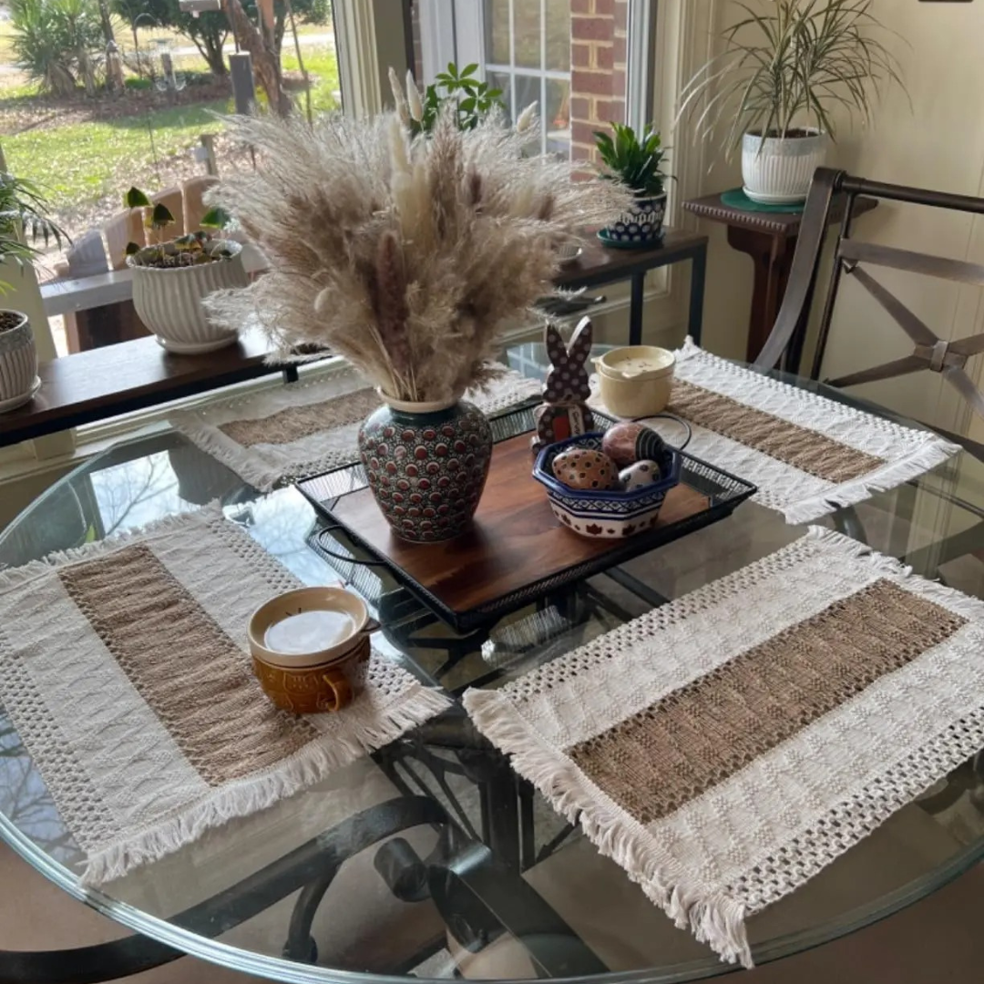 Jogo Americano Boho em Macramê 6 Peças