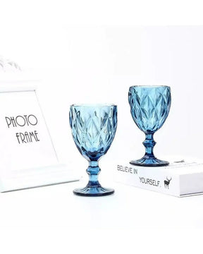 Jogo de 6 Taças Diamante de Vidro para Água Drinks e Vinhos