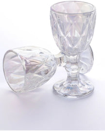 Jogo de 6 Taças Diamante de Vidro para Água Drinks e Vinhos