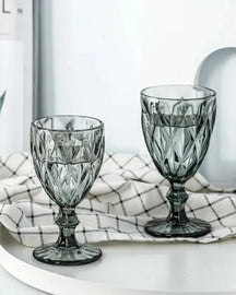 Jogo de 6 Taças Diamante de Vidro para Água Drinks e Vinhos