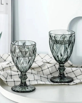 Jogo de 6 Taças Diamante de Vidro para Água Drinks e Vinhos