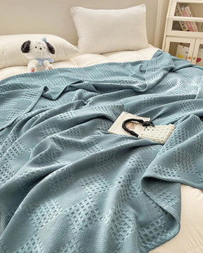 Manta de Algodão Waffle Macia e Respirável para Cama e Sofá