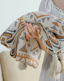 Manta de Tricô Grossa Boho Navajo Macia e Aconchegante