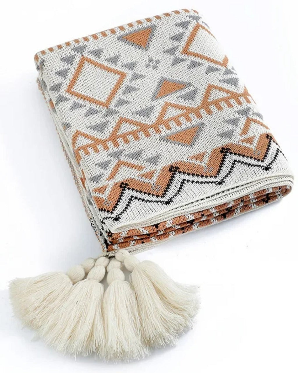 Manta de Tricô Grossa Boho Navajo Macia e Aconchegante