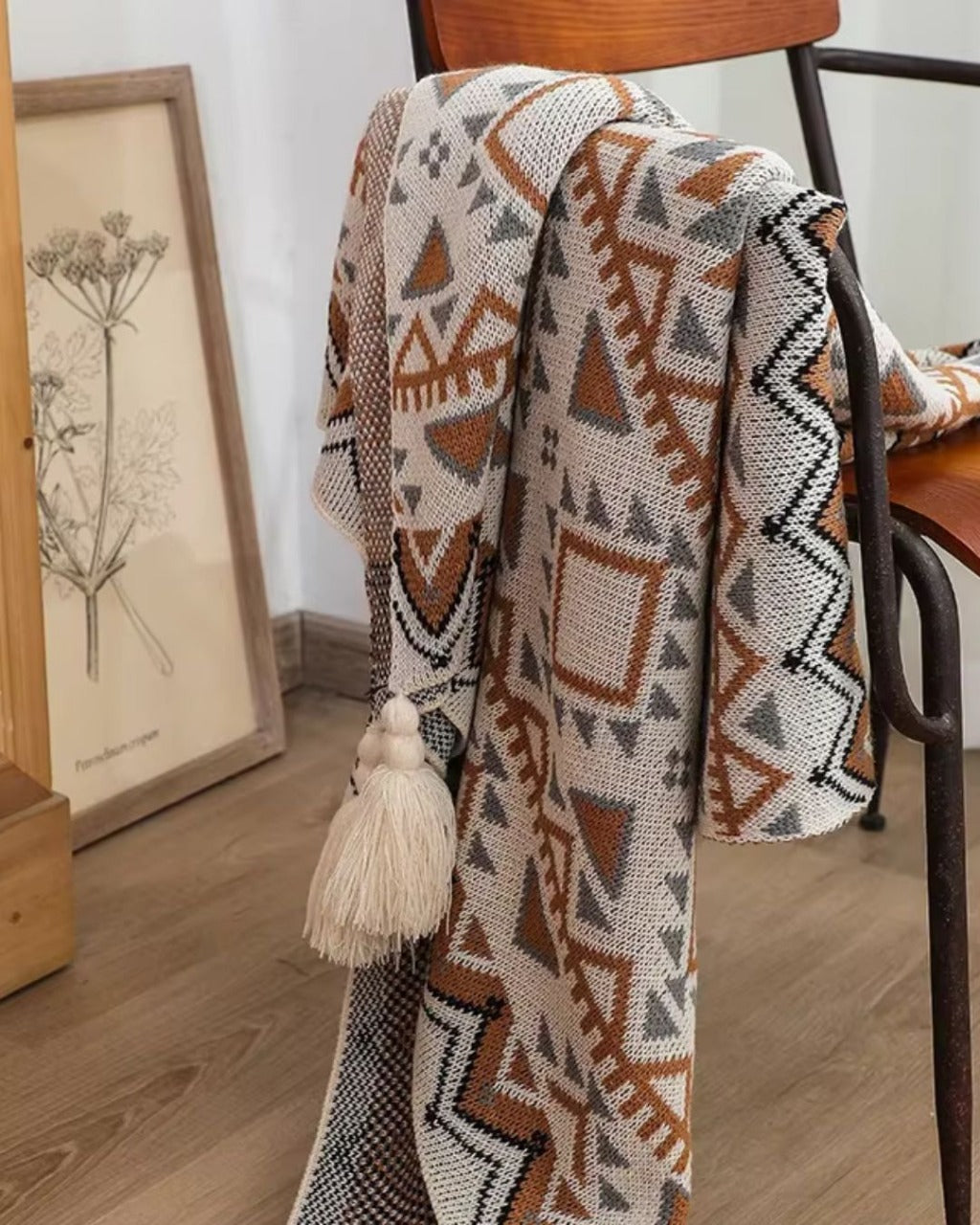 Manta de Tricô Grossa Boho Navajo Macia e Aconchegante
